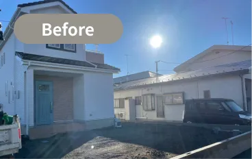 土間コンクリート駐車場・ポーチタイル施工